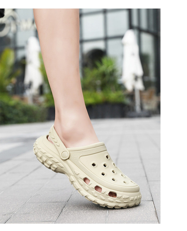 Dép sandal nam bít mũi đế lốp kiểu lỗ thoáng khí, đi biển và sinh hoạt hè — màu kaki, trắng, xám, đen chi tiết 10