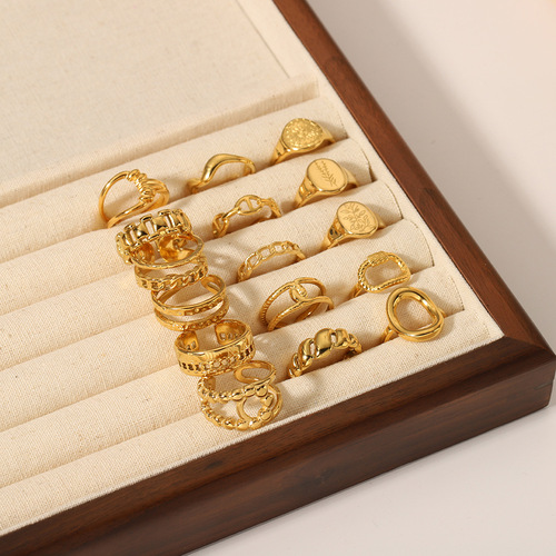 European and American Internet celebrity simple titanium steel ring does not fade ins flower niche trend irregular open ring