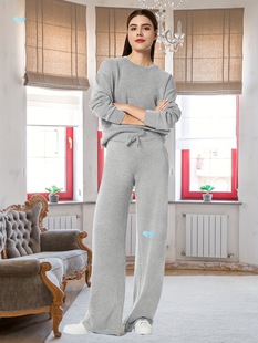2Pcs Rayon Outfits Sweatsuit Set Fashion Sweatshirt Wide Leg