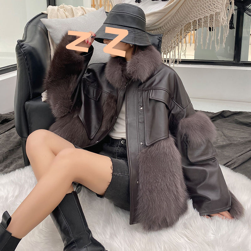 Imitation Fox Fur Outwear for Women 2025 Winter New Style Loose Slimming Look Short Stand-Up Collar Plush Plus Cotton Outwear