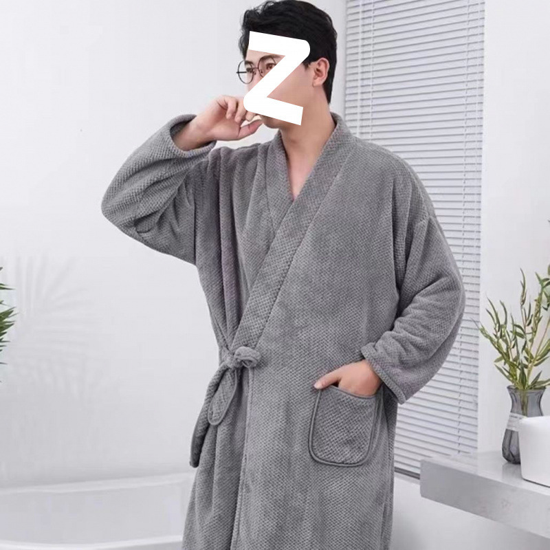 浴巾式浴袍男士家用洗澡睡袍四季通用可穿可裹吸水长款浴衣成人|undefined