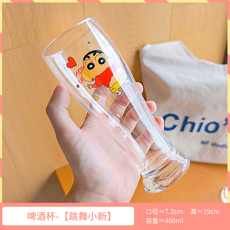 クレヨンしんちゃん ガラスビールカップ 家庭用ウォーターカップ 2025 新しい高価値かわいいジュースカップ 冷たいドリンクカップ|undefined