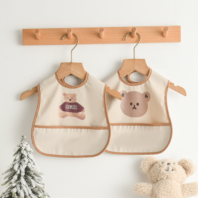 Danish Reverse-Wear Children's Waterproof Eating Bibs, Ultra-Soft Pu Washable Bibs, Anti-Dirty Bibs, Baby Food Supplement Rice Pockets