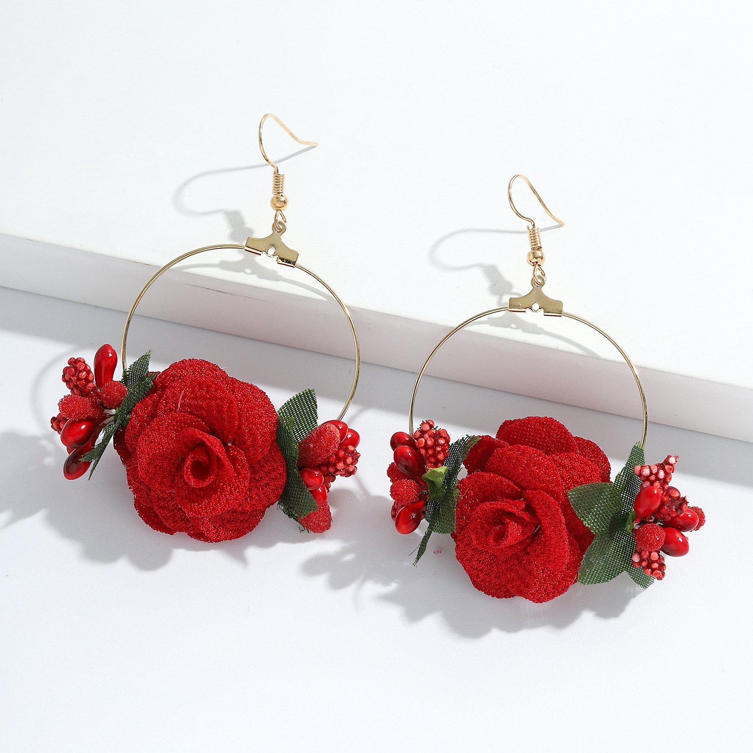 7g Weight Alloy Ear Needle Material Drop Earrings Classification Anniversary, Business, Travel, Birthday, Festival Occasion Alloy, Gauze Material Flower Pattern Women'S Gender Ethnic Style Style White, Pink, Purple, Red, Blue Color Ethnic Style Flower Alloy Gauze Drop Earrings 24