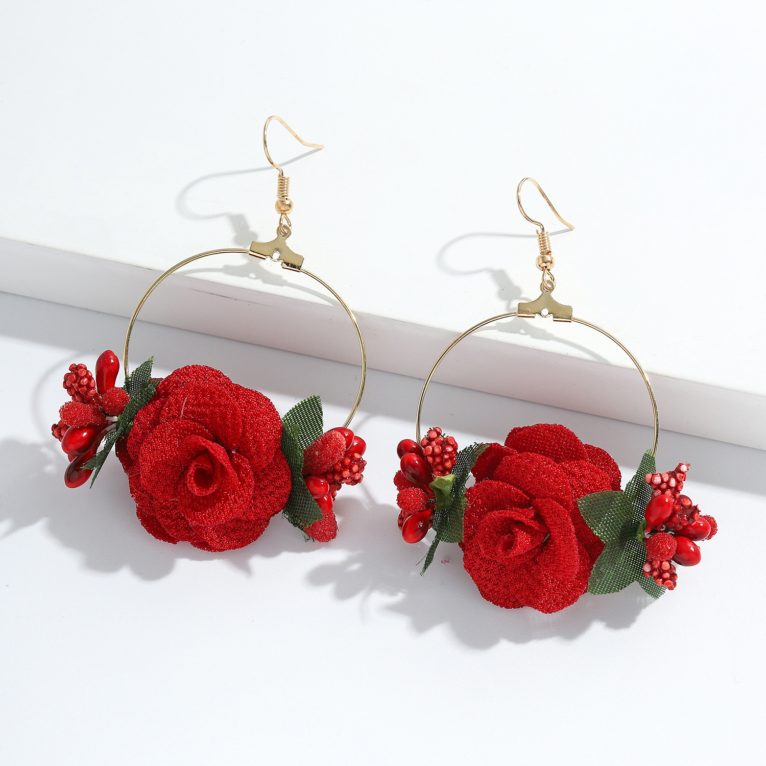 Style Ethnique Fleur Chiffon Pas D'incrustation Des Boucles D'oreilles display picture 13