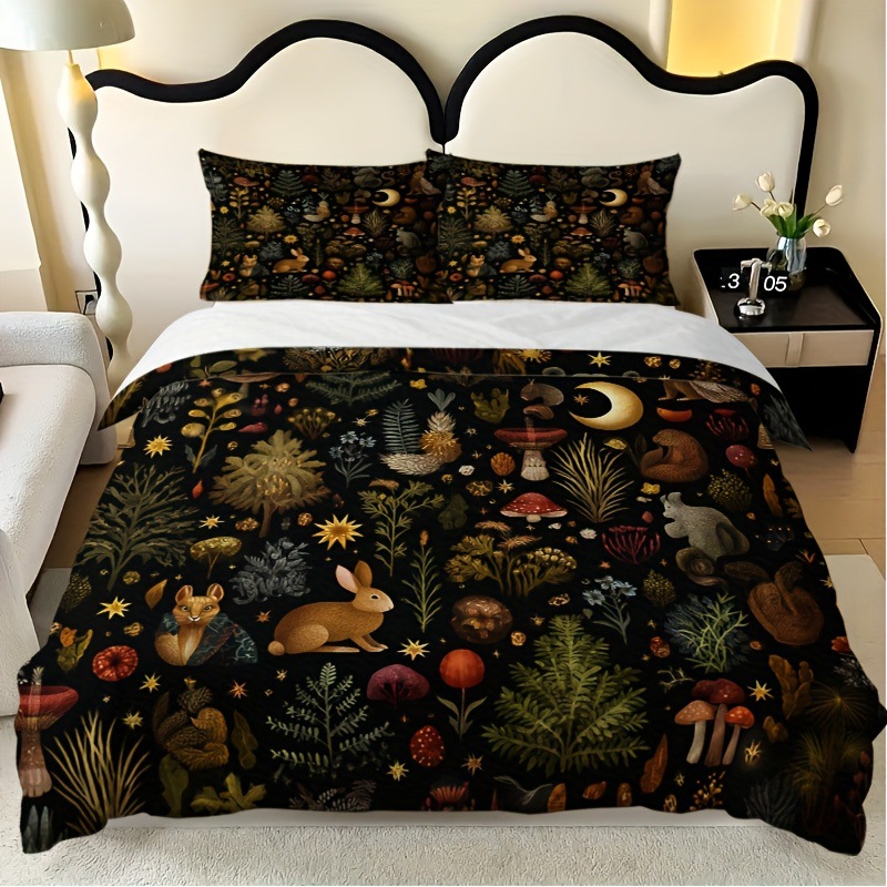 TEMU / JIT textil doméstico molido impresión digital de color iluminante set de colcha con patrón forestal para diseñar