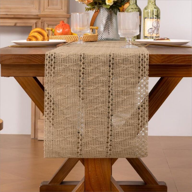 Cross-border Hot Sale Natural Pure Linen Color Festive Party Table Flag Hollow Long Tablecloth Decorative Cloth Tea Table Cover Towel Cross-border Hot Sale Natural Pure Linen Color Festive Party Table Flag Hollow Long Tablecloth Decorative Cloth Tea Table Cover Towel