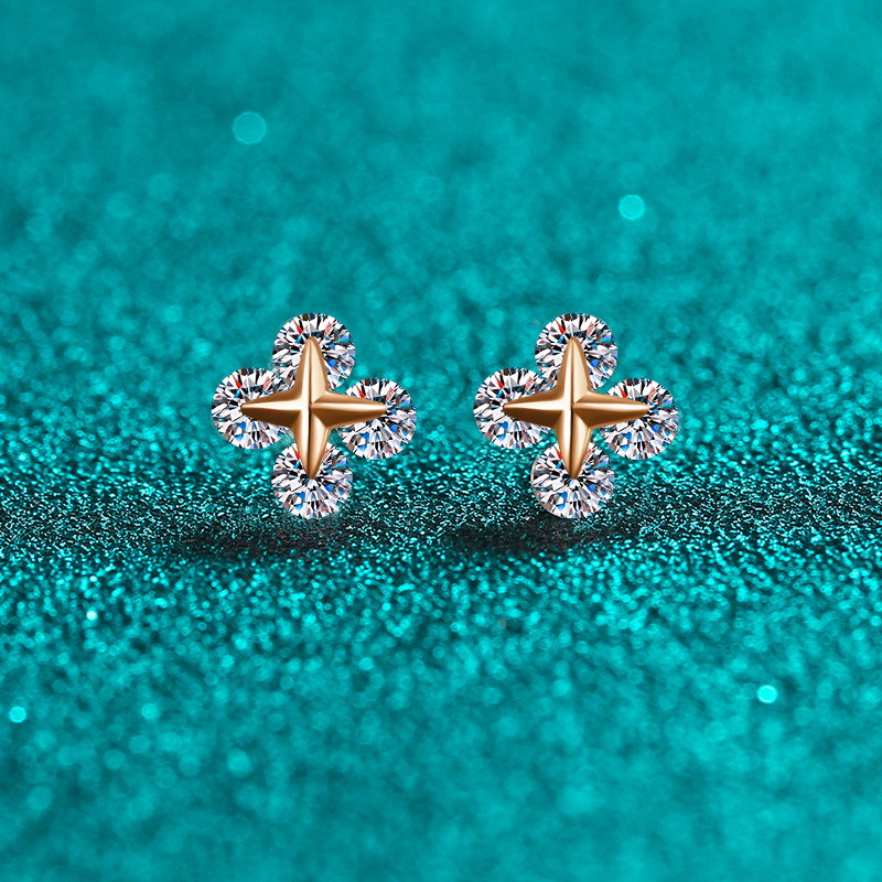 D Color Moissanite Star Hoop Earrings In 925 Sterling Silver_voghion.com