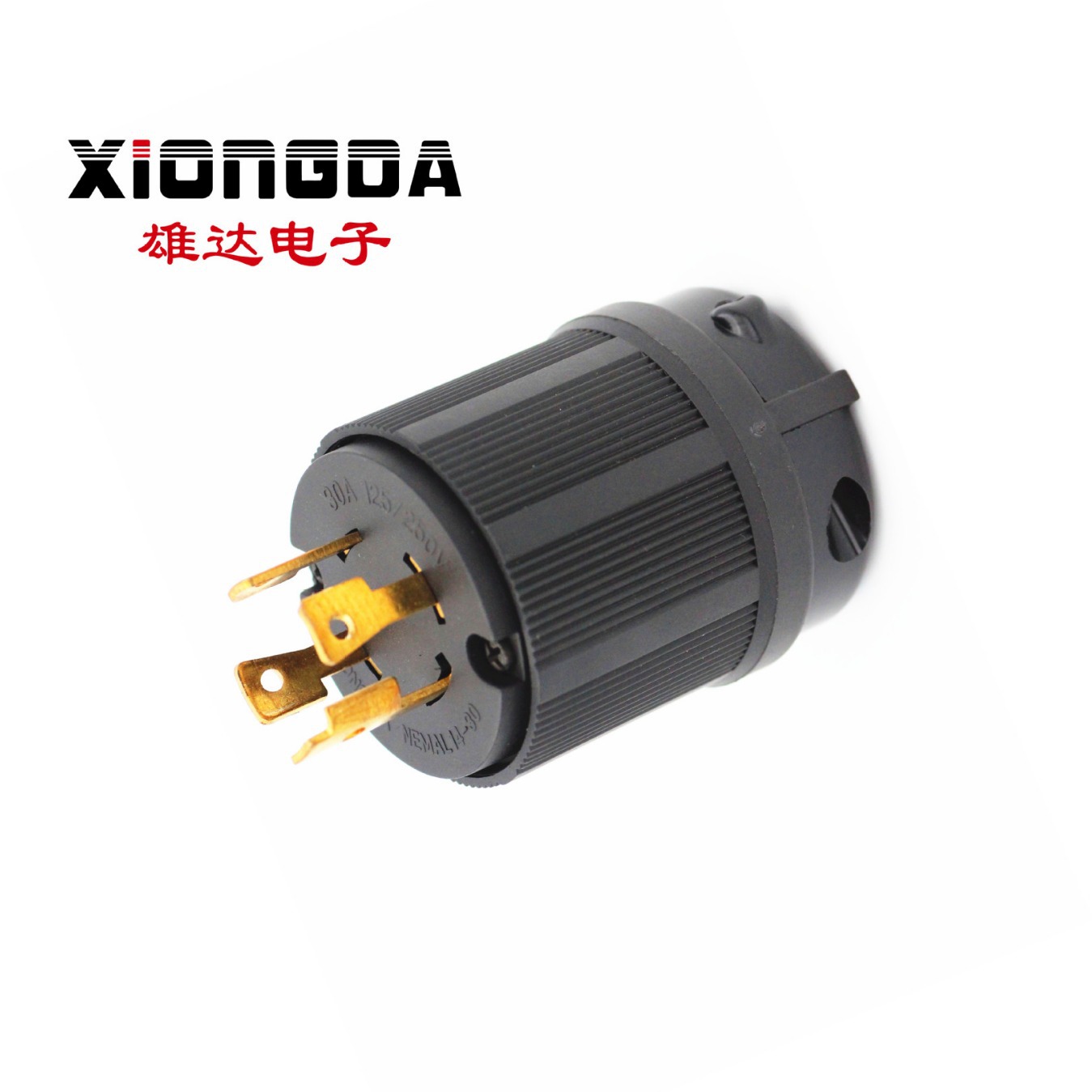 雄达/XIONGDA四孔AC260-450V30A工业电源输出插头美标防松设计