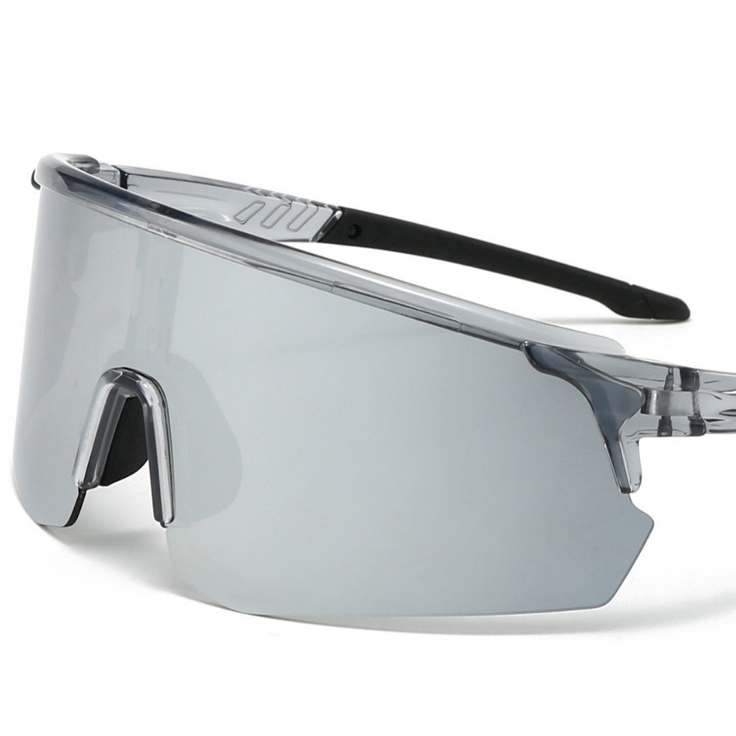新品ハーフフレームスポーツ変色メガネアウトドアランニングワンピースレンズサングラス自転車騎乗防風サングラス