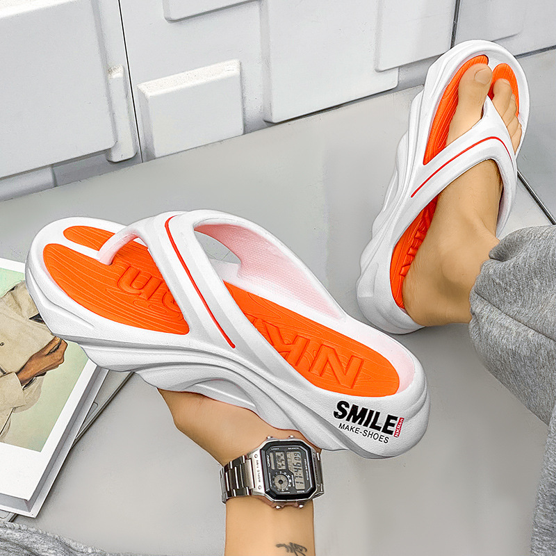 Sandalias para hombre, uso exterior de verano, antideslizante, resistente al desgaste, ejercicio, sensación de mierda, fondo suave, chanclas de ocio de playa ligeras 46