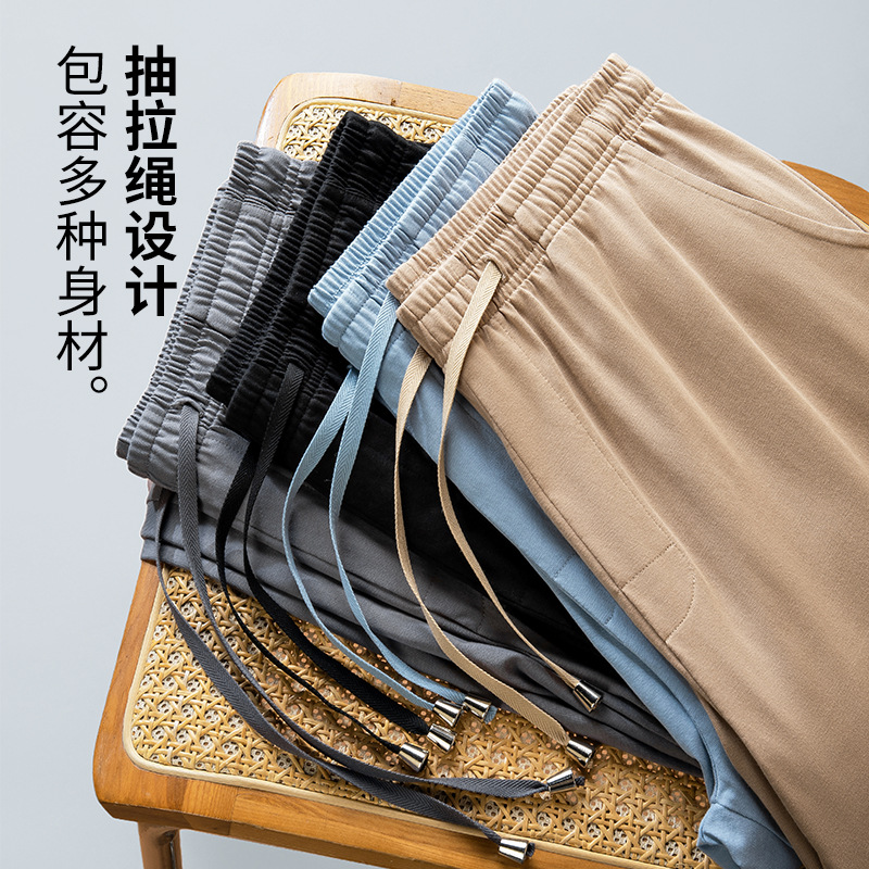 [Agua suave de algodón] nuevos pantalones de pijama de primavera y verano para hombres, pantalones de algodón para el hogar, pantalones casuales con cordón para deportes