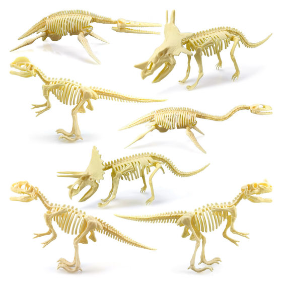 Children's DIY Handmade Archaeological Dinosaur Skeleton 7-piece Dinosaur Set Simulation Dinosaur Fossil Model Cross-border Export