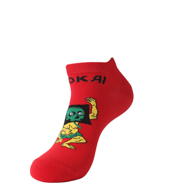 Male Japanese Monster Animation Socks Female Cotton Monster Story Sock Cartoon Personality Trend Boat Socks-5Prs 55 Undefined