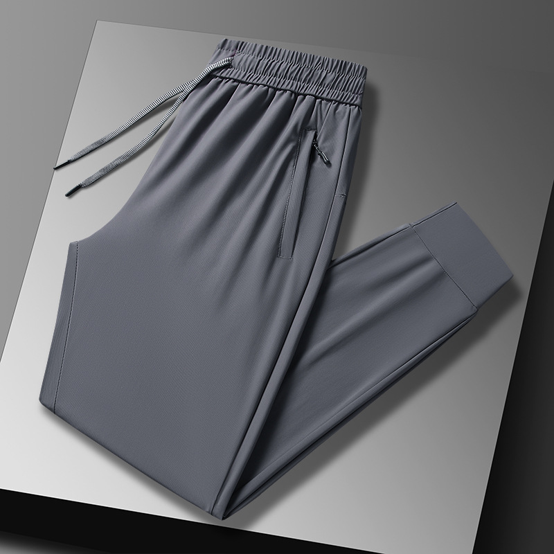 Pantalones de hielo para hombres de verano delgados pie de cinturón grande sensación de caída pantalones casuales para hombres pantalones deportivos de secado rápido fábrica directa