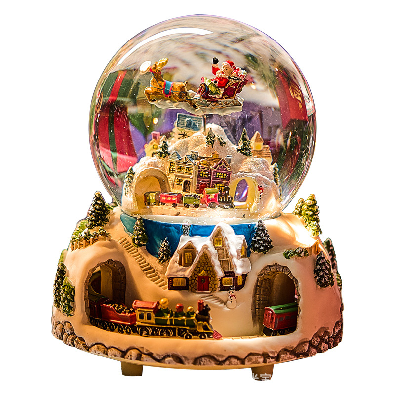 Tren de Navidad Bolas de cristal Caja de música Caja de sonido para niños y niñas Cumpleaños Año Nuevo Regalos de Día de San Valentín