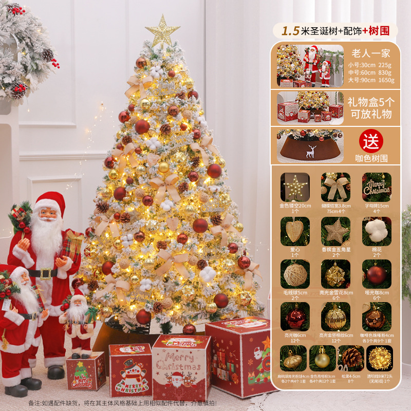 Nuevo conjunto de árbol de Navidad grande decoración DIY decoración de la escena de Navidad de lujo para el hogar