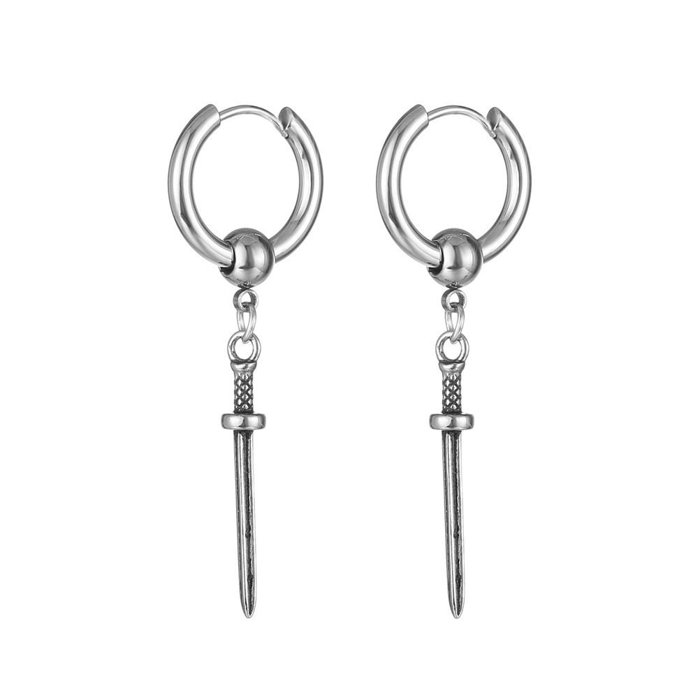 Titanium Steel Material Geometric Pattern 1 Piece Hip-hop Geometric Titanium Steel Plating Men's Drop Earrings