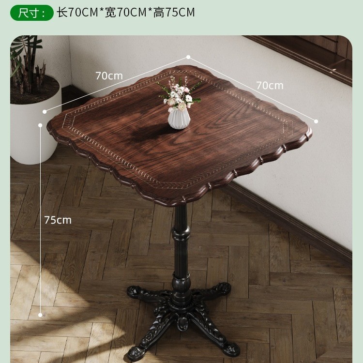 Mesa y silla de cafetería americana retro francesa panadería de comida ligera dulces tienda de azúcar y agua bistrona mesa de madera maciza