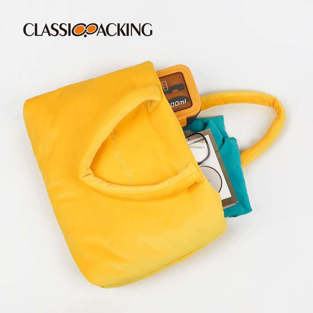 Bolso de hombro de las mujeres artísticas japonesas del todo-fósforo con el logotipo impreso Bolsa de terciopelo al por mayor de la fábrica bolsa de asas simple del color sólido