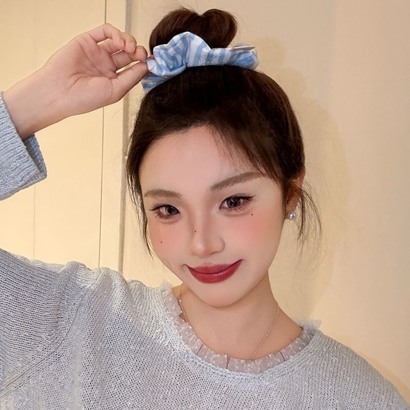 キュートなクリームイエローの水玉模様のインテースルーリング、甘い女の子の丸いヘアゴム、ファッショナブルで多用途なポニーテールヘアゴム|undefined