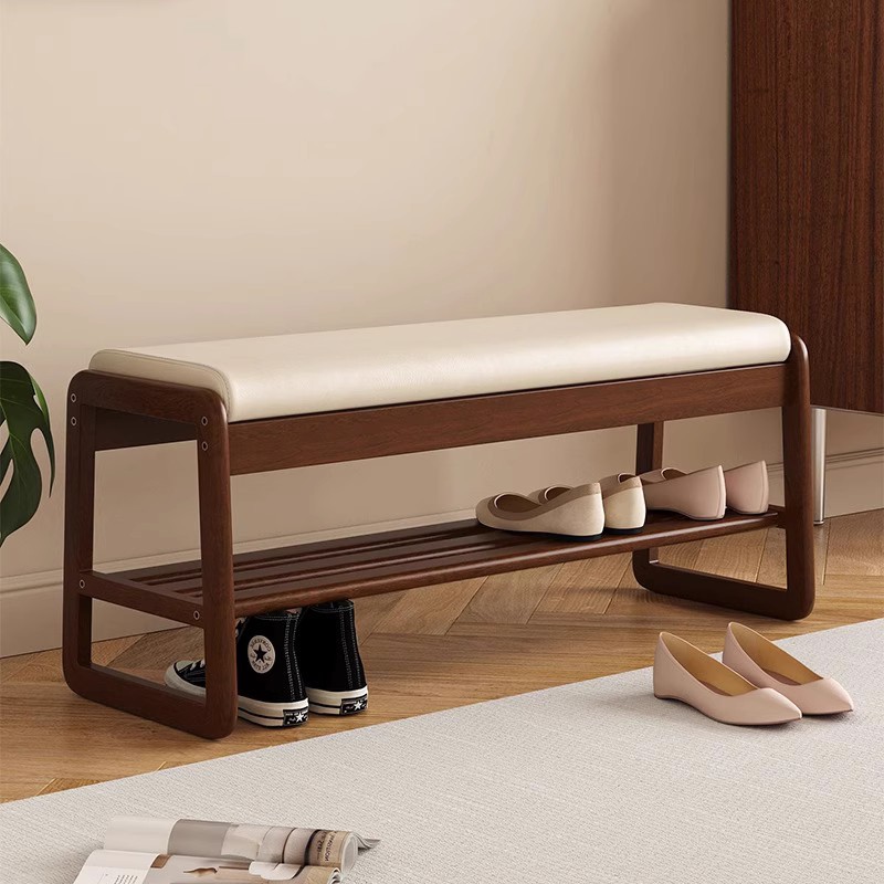 Taburete de cambio de zapatos de madera maciza puerta de entrada a casa taburete de zapatos taburete de bolsa suave taburete sentado en la puerta gabinete de zapatos integrado porche zapatero
