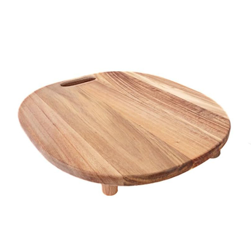 Mesa de madera de acacia, tablero de corte de madera con agujeros para colgar tablero de hortalizas de carne gruesa, tablero de corte de madera de acacia