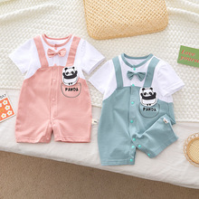 3網紅嬰兒夏裝衣服5個月男寶寶連體衣6爬服夏季4女嬰哈衣薄款可愛