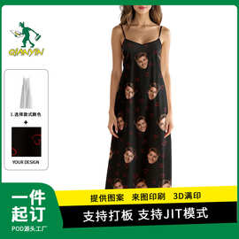 女士可定制个性化圆领短袖长裤睡衣套装休闲家居套装欧美跨境厂家