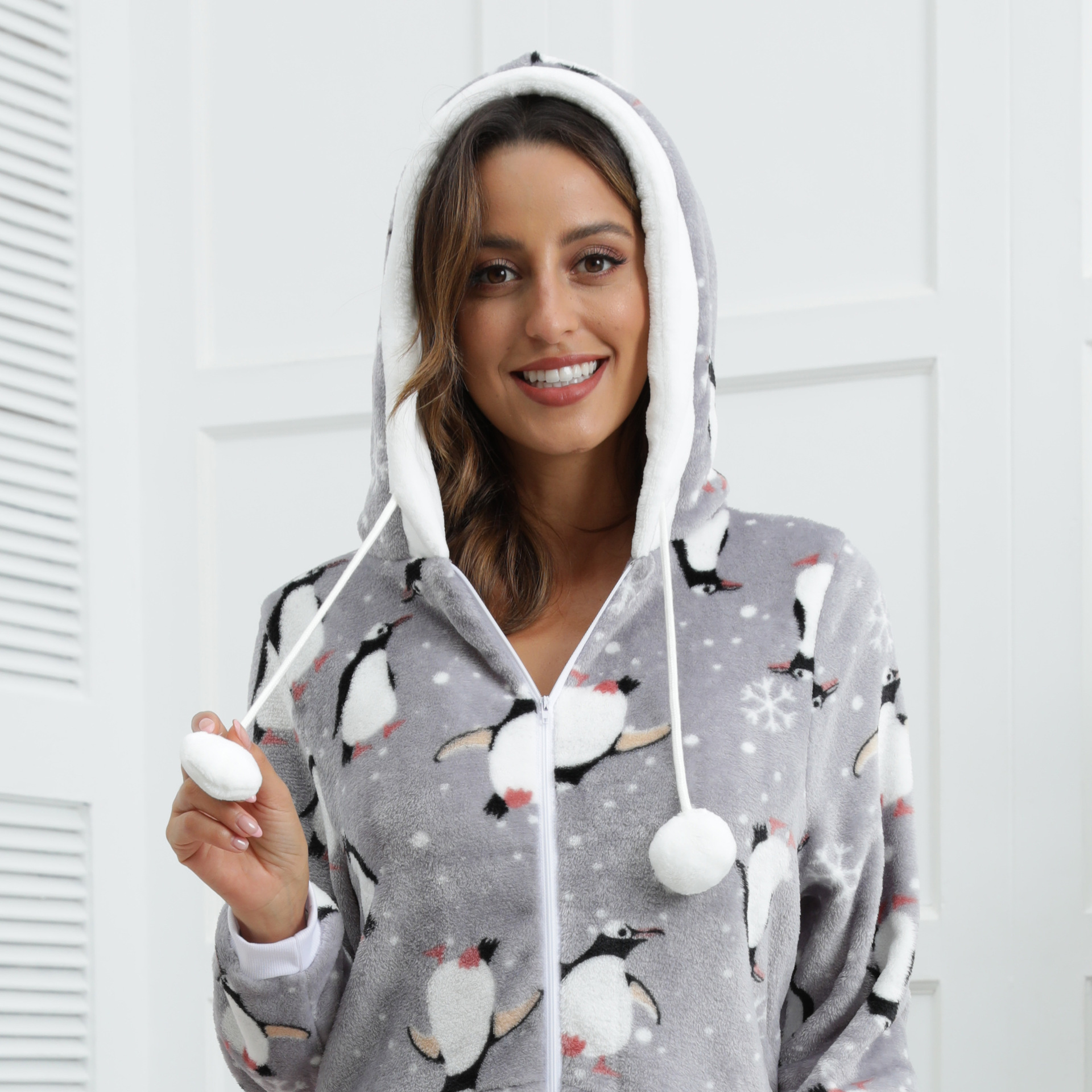 pigiama intero in flanella per donna autunno e inverno Natale Halloween vestiti per la casa_voghion.com
