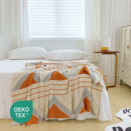 轻奢全棉三角针织毛线盖毯 沙发休闲毯办公午休毯 家居软装配饰