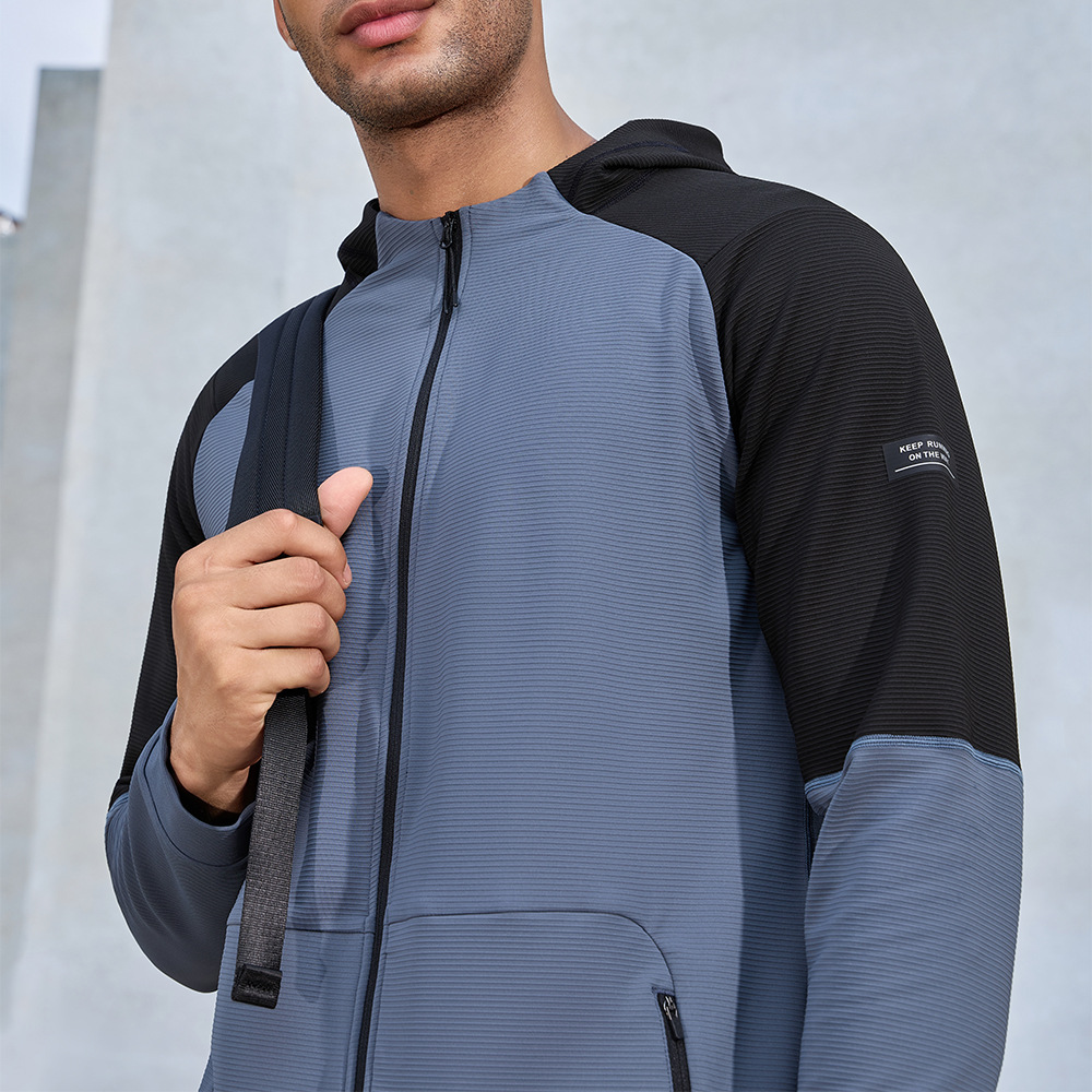 Otoño y invierno nueva chaqueta deportiva al aire libre chaqueta secado rápido chaqueta con capuzas cremallera manga larga ocio entrenamiento de entrenamiento de ejercicio chaqueta