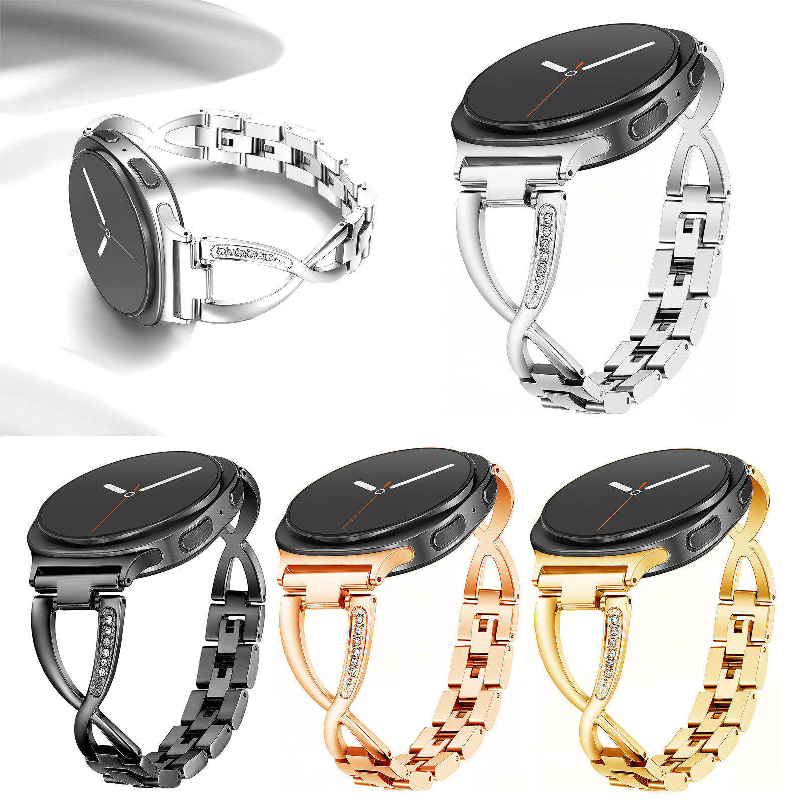 Suitable for Samsung Watch Strap Galaxy Watch8 Chain Fork Jewelry Buckle Women's Watch Strap 2025 New Style