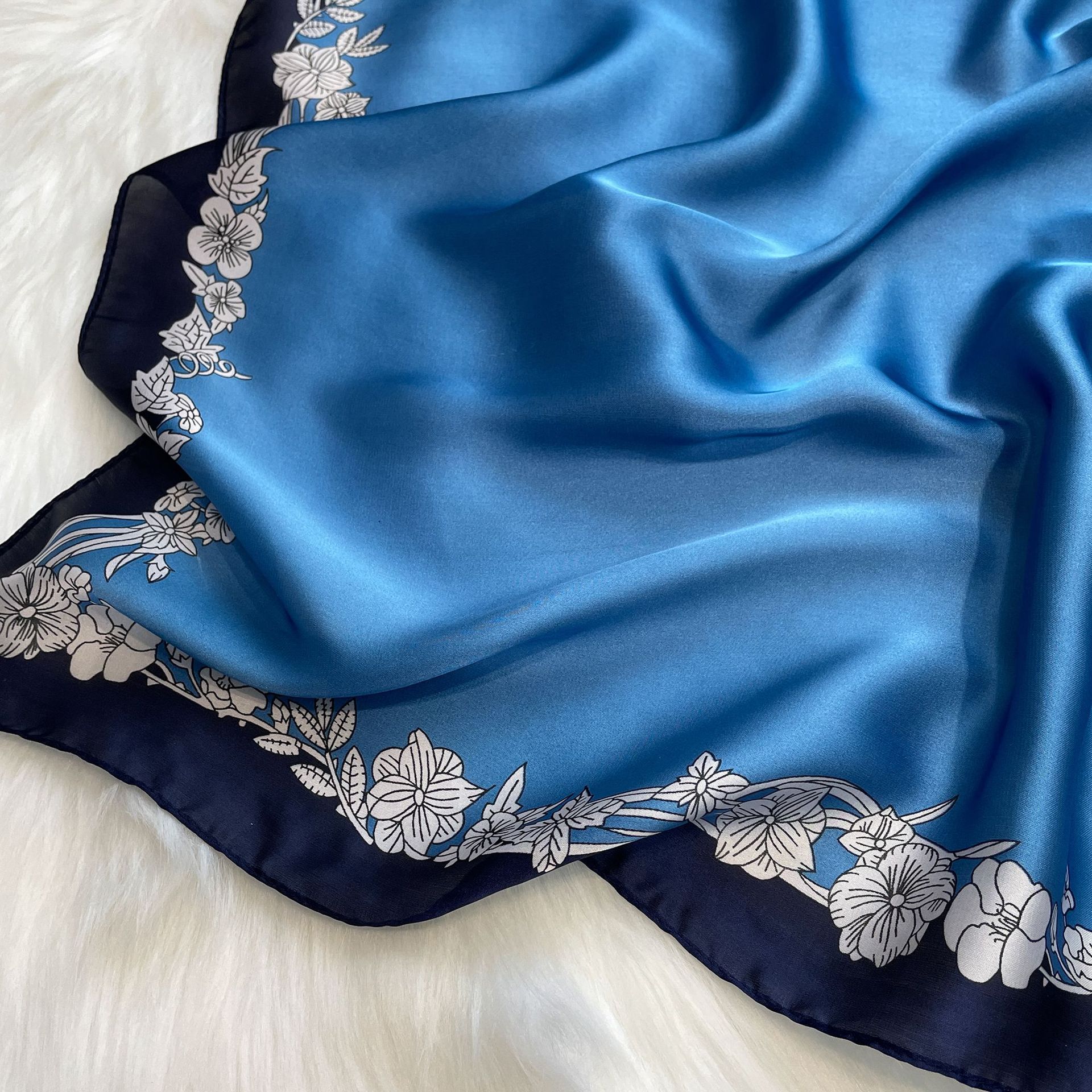 Simple solid color scarf for women, simulated silk square scarf 70cm European and American basic style with shirt, professional scarf to tie hair_voghion.com