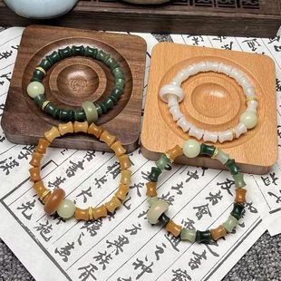Natural green bodhi bamboo bracelet luminous beads white jade bodhi bracelet text play rosary beads for men and women with the same manufacturer batch