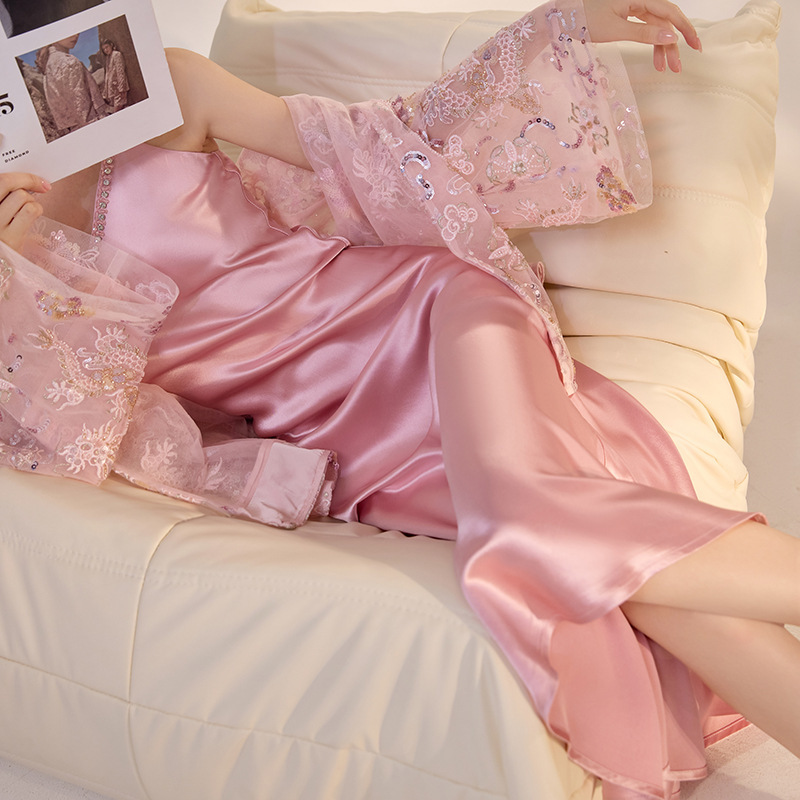 French-Style Pink Three-Dimensional Rose Acetate Suspender Dress, New Model with Socialite Temperament, Bodycon Long Skirt Zx Model M3059