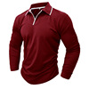 Demi-season T-shirt, colored polo, jacket, European style, V-neckline, long sleeve