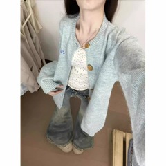 厂家直销柔软甜美小猫刺绣开衫外套女秋季2025新款超好看宽松女装