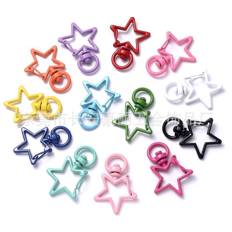 Zinc alloy paint heart five-pointed star clasp Head Lobster clasp shaped dog clasp diy key chain pendant jewelry accessories