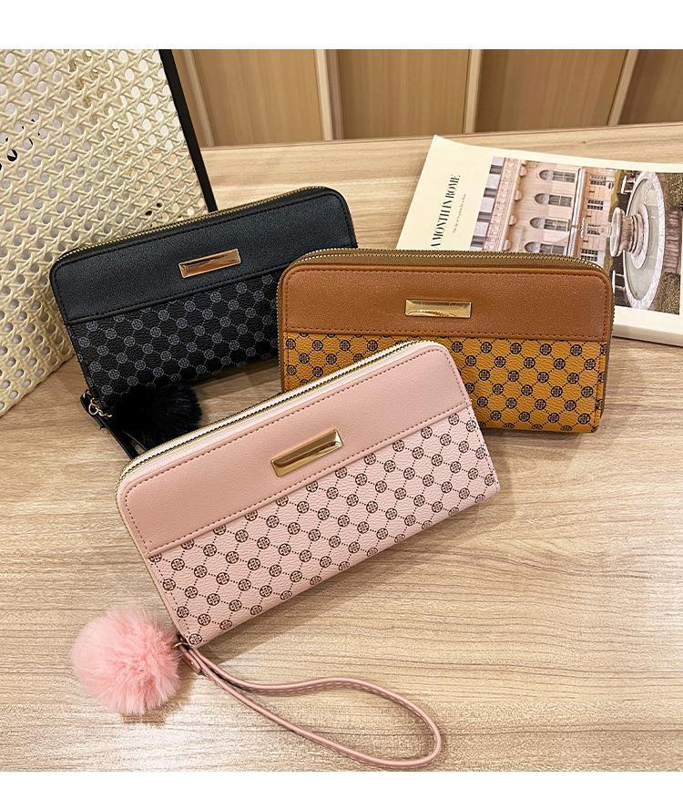 PU Leather Material Solid Color Pattern Women's Solid Color Pu Leather Zipper Wallets