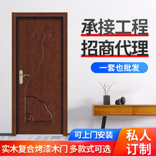 重庆伊普斯套装门厂 实木烤漆门 韩式平开办公生态门静音静音门