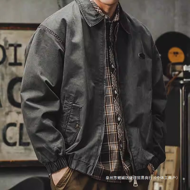 Cross-Border American Retro Carhartt Work Jacket for Men, Spring and Autumn Season, Heavy Vintage Detroit Patchwork, Aliexpress