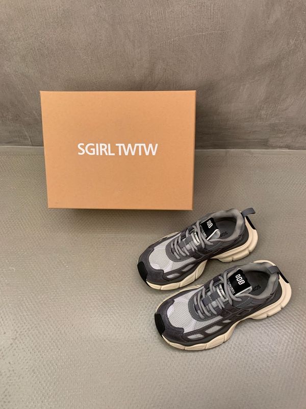 SGIRL TWTW2025韩版气质老爹鞋拼色系带厚底运动鞋轻便舒适跑步|undefined