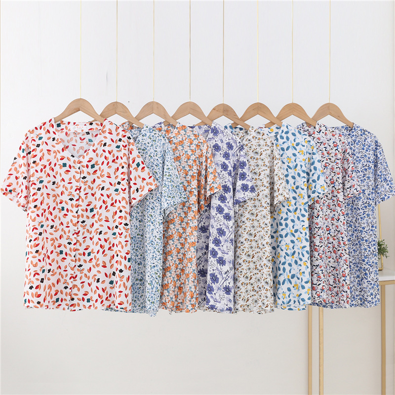 2023 Large Size Middle-aged and Elderly Women's Summer New Style Cotton Silk T-shirt Grandma's Summer Thin Loose Mother's Short-sleeved Shirt