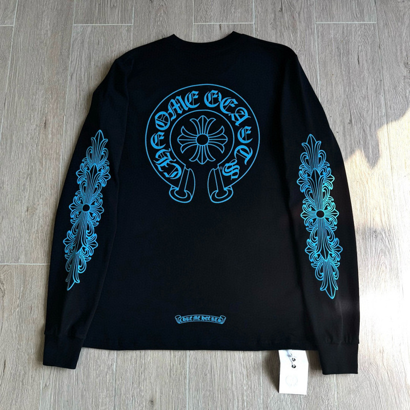 【In-Stock High-Quality Version】Ch Crowe Horseshoe Print Crew Neck Long-Sleeve T-Shirt, Unisex