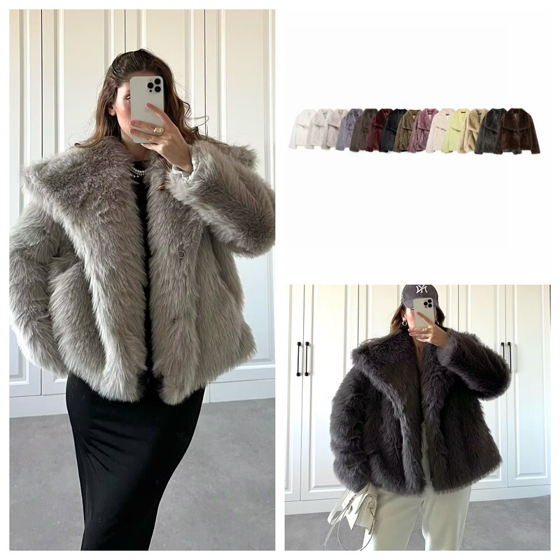 Amazon European and American Foreign Trade Wholesale 2025 Autumn and Winter New Women's Faux Fur 25-Color Short Jacket Coat for Women