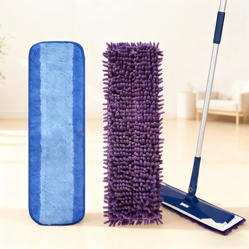Factory Direct Supply Compatible with Bona Mop Blue Wide Stripe Purple Chenille Flat Mop Replacement Cloth
