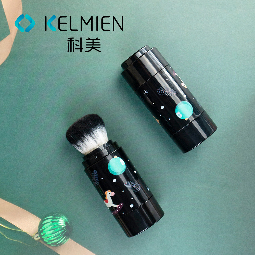 科美厂直销 瓶刷一体散粉瓶蜜粉空瓶带毛刷 旋转按压式喷粉刷包材