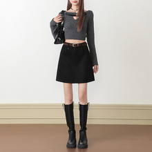 鹿皮绒半身裙女秋冬简约显瘦百搭高腰a字包臀短裙2025年新款裙子