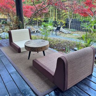 Natural Bamboo Japanese Tea Chair Tatami Seat and Room Chair Bay Window Legless Chair Balcony Back Chair Lazy Chair